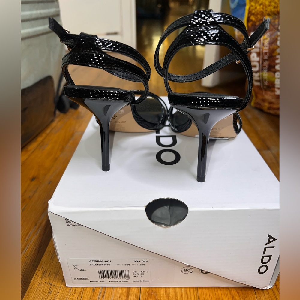 Aldo Elegant Adrina Black Strappy Sandals 7.5 - Picture 5 of 9